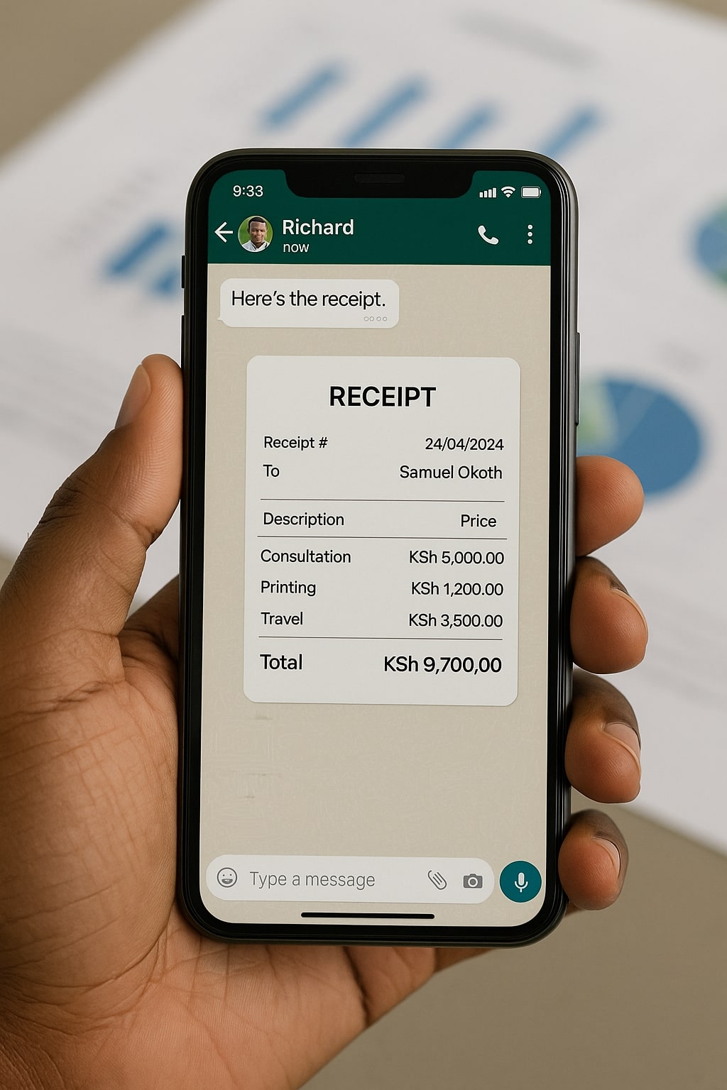 WhatsApp receipt chaos - receipt sent via messaging app